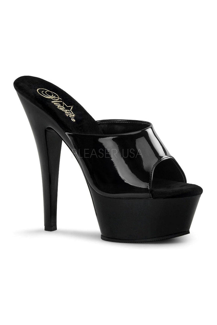 KISS-201 Platform Sandal | Black Patent-Pleaser-Black-Slides-SEXYSHOES.COM