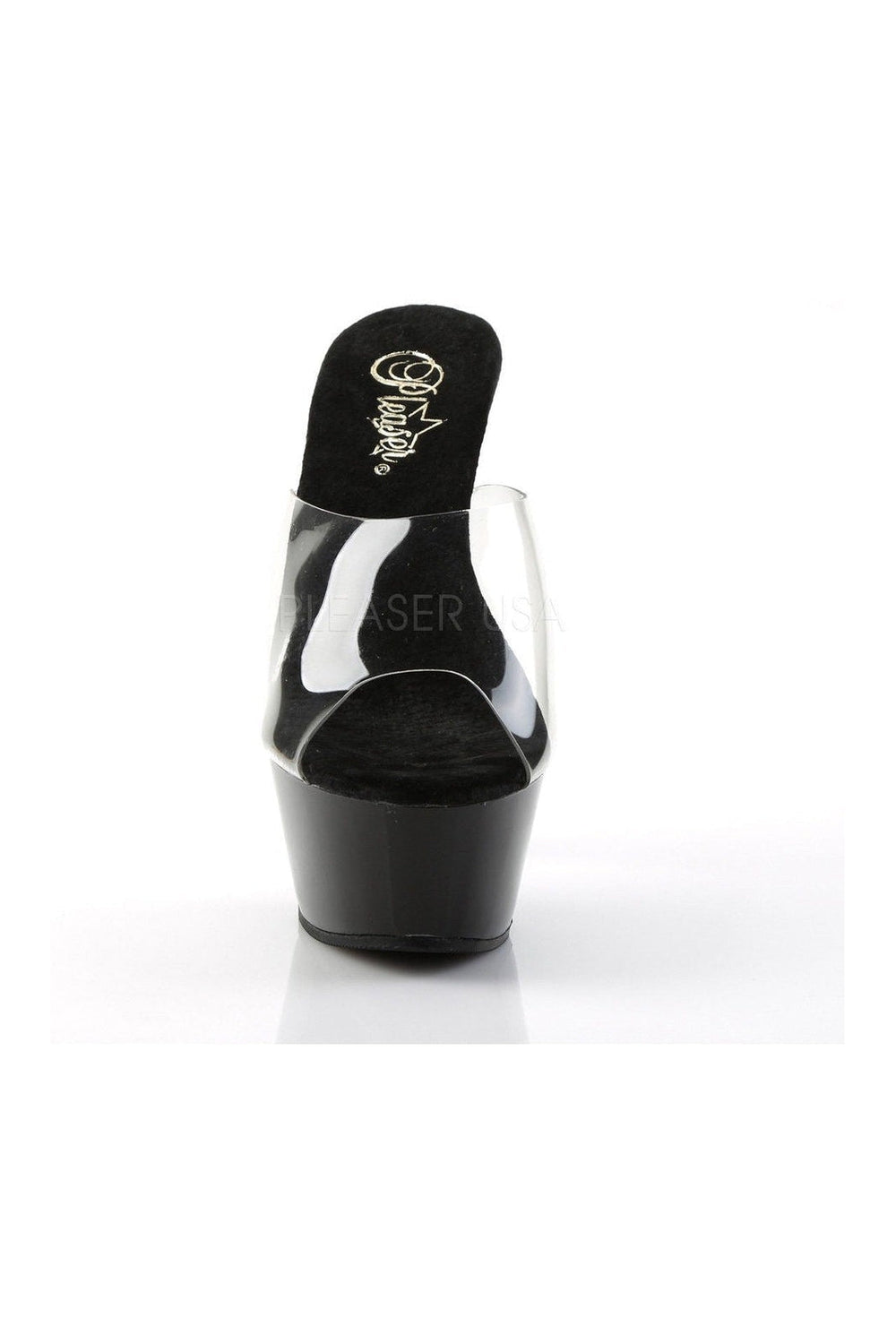 KISS-201 Platform Sandal | Black Vinyl-Pleaser-Slides-SEXYSHOES.COM