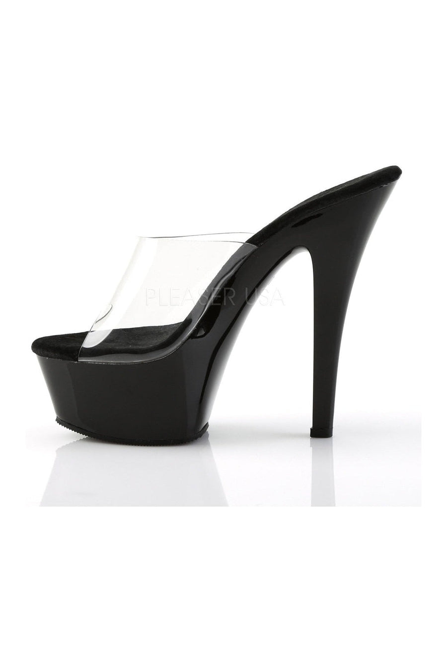 Pleaser KISS-201 Platform Sandal in Black Vinyl