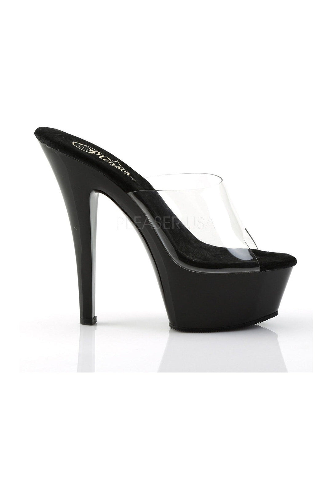 KISS-201 Platform Sandal | Black Vinyl-Pleaser-Slides-SEXYSHOES.COM