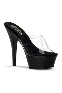Pleaser KISS-201 Platform Sandal in Black Vinyl from SexyShoes.com