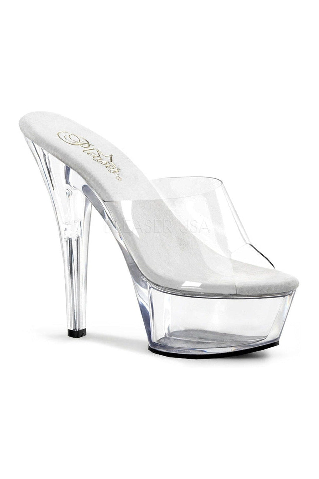 Pleaser KISS-201 Platform Sandal in Clear Vinyl from SexyShoes.com