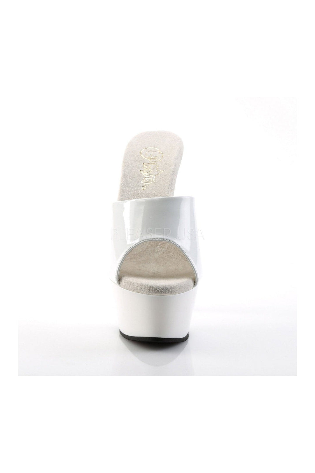 Pleaser KISS-201 Platform Slide in White Patent