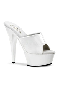 Pleaser KISS-201 Platform Slide in White Patent from SexyShoes.com