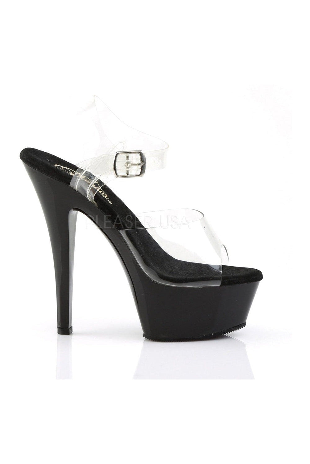 Pleaser KISS-208 Platform Sandal in Black Vinyl