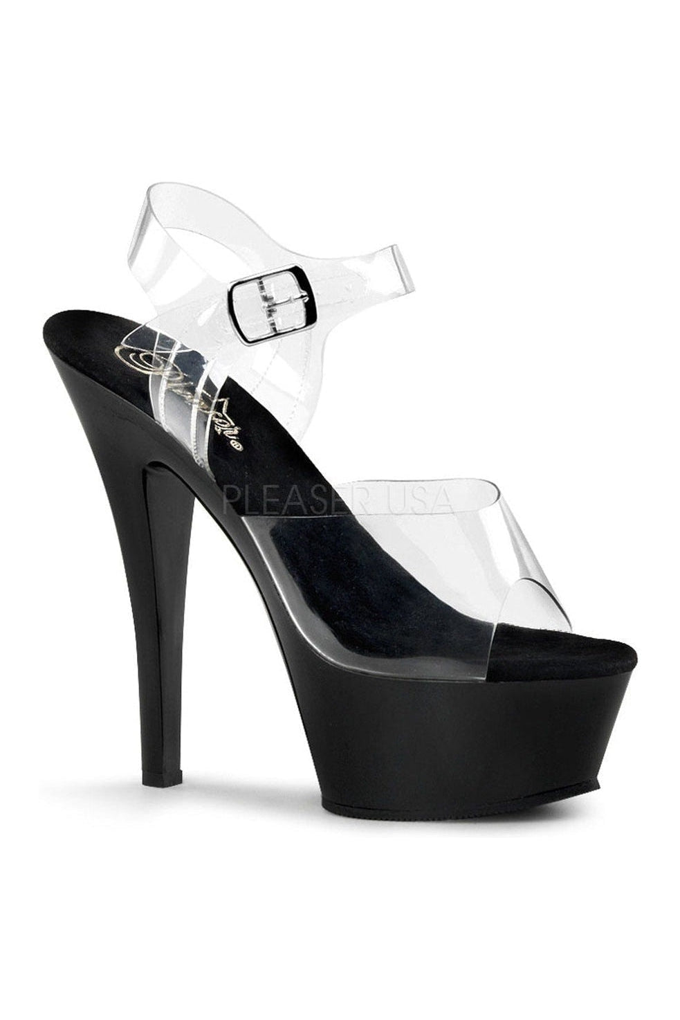 KISS-208 Platform Sandal | Black Vinyl-Pleaser-Black-Sandals-SEXYSHOES.COM