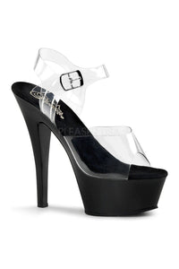 Pleaser KISS-208 Platform Sandal in Black Vinyl from SexyShoes.com