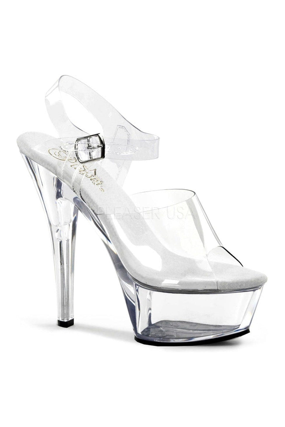 Pleaser KISS-208 Platform Sandal in Clear Vinyl from SexyShoes.com