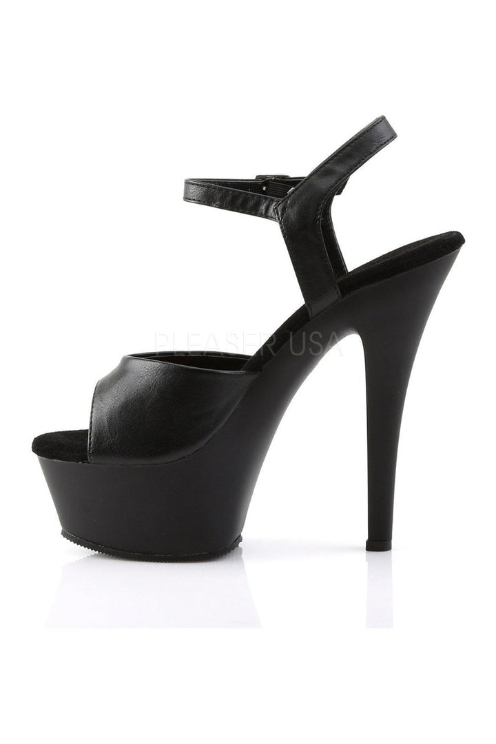 KISS-209 Platform Sandal | Black Faux Leather-Pleaser-Sandals-SEXYSHOES.COM