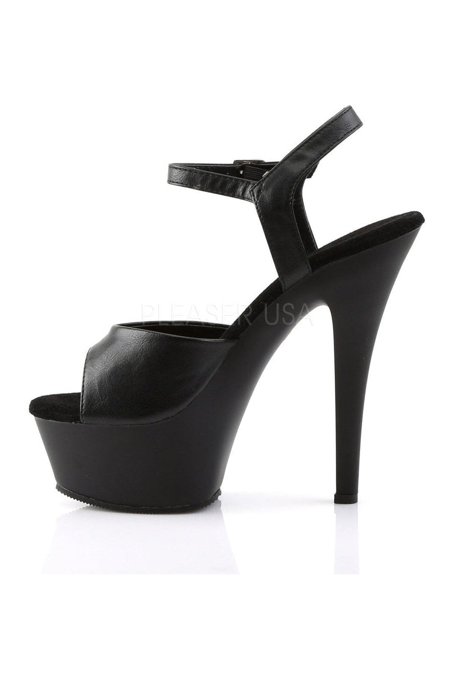 Pleaser KISS-209 Platform Sandal in Black Faux Leather