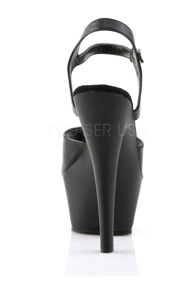 KISS-209 Platform Sandal | Black Faux Leather-Pleaser-Sandals-SEXYSHOES.COM