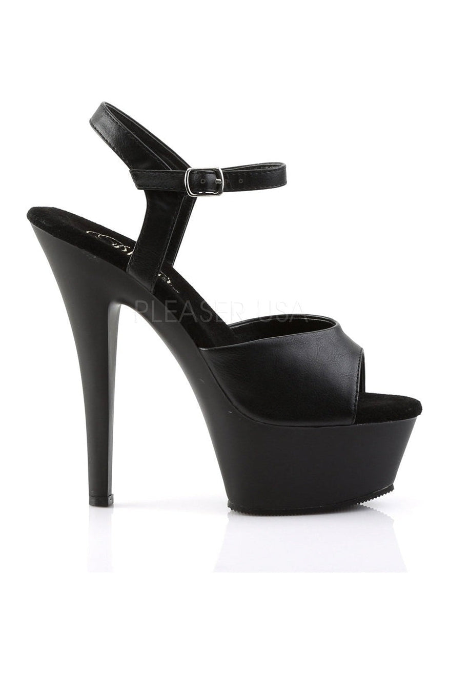 Pleaser KISS-209 Platform Sandal in Black Faux Leather