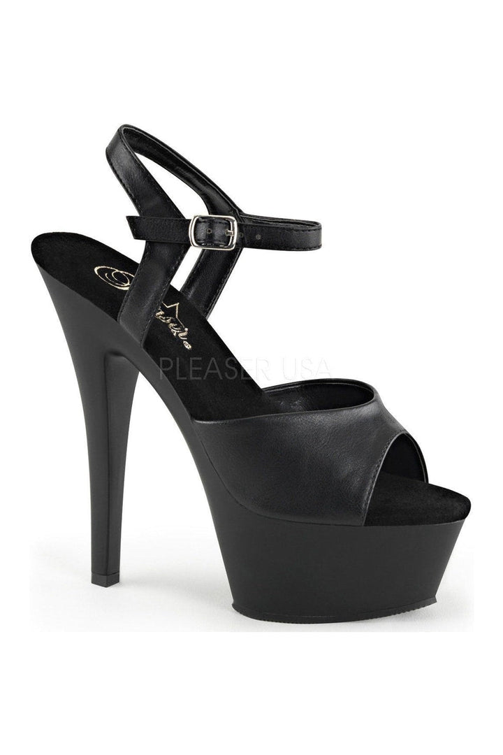KISS-209 Platform Sandal | Black Faux Leather-Pleaser-Black-Sandals-SEXYSHOES.COM