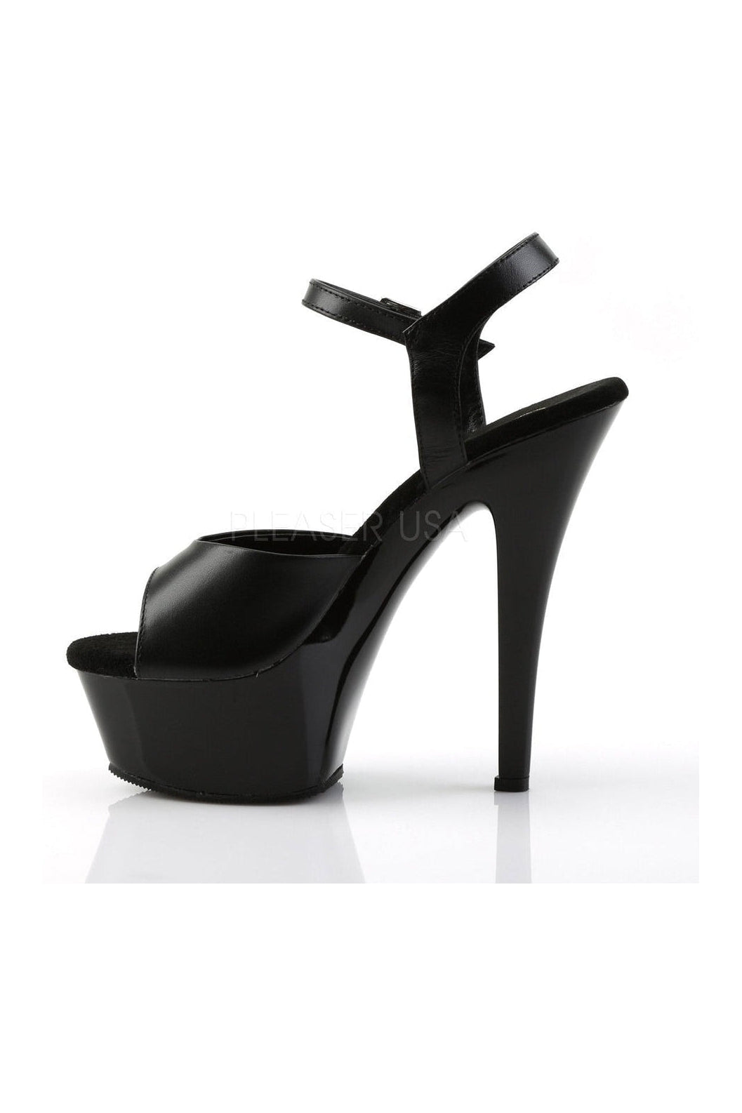 Pleaser KISS-209 Platform Sandal in Black Genuine Leather