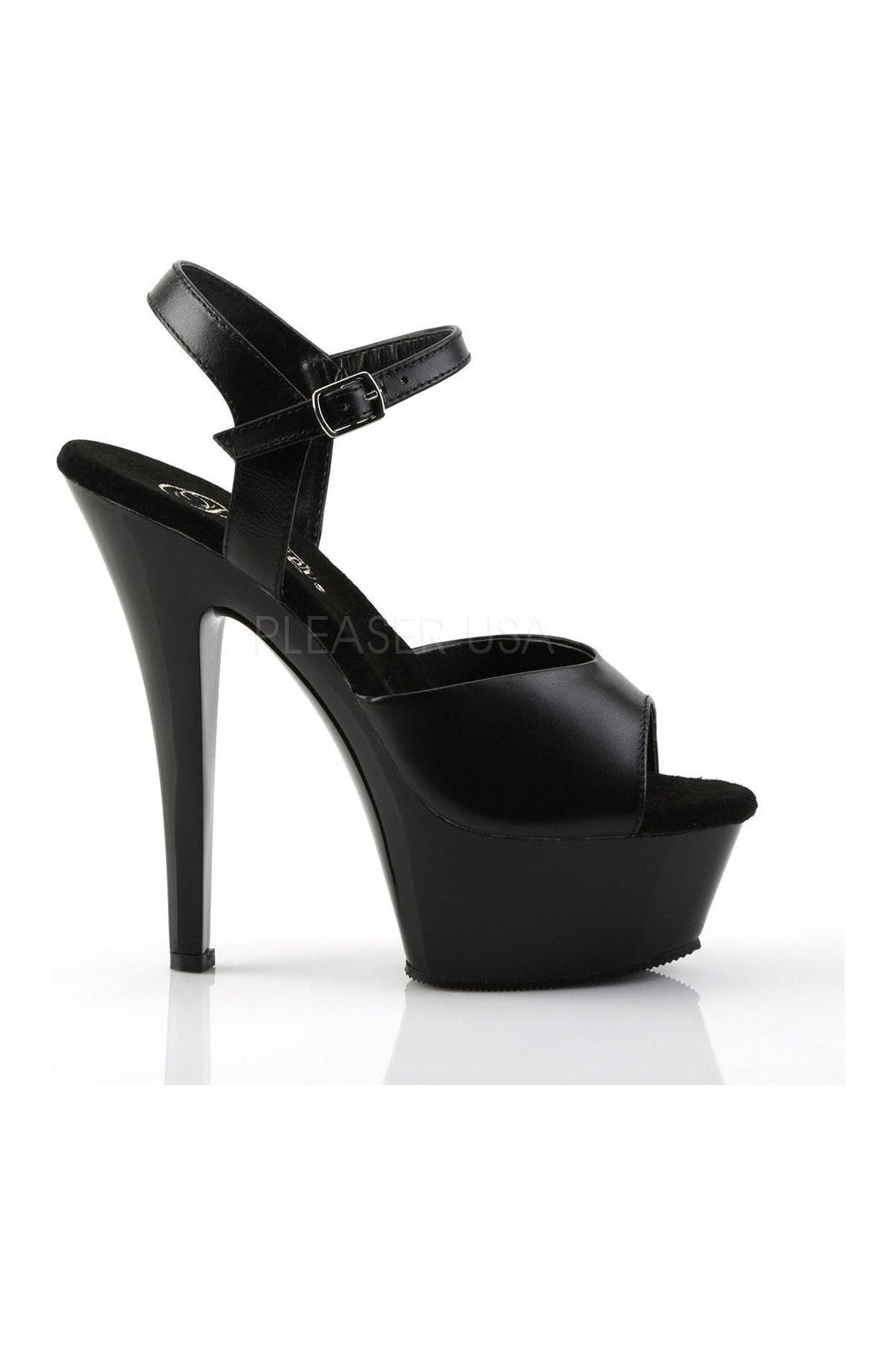 Pleaser KISS-209 Platform Sandal in Black Genuine Leather