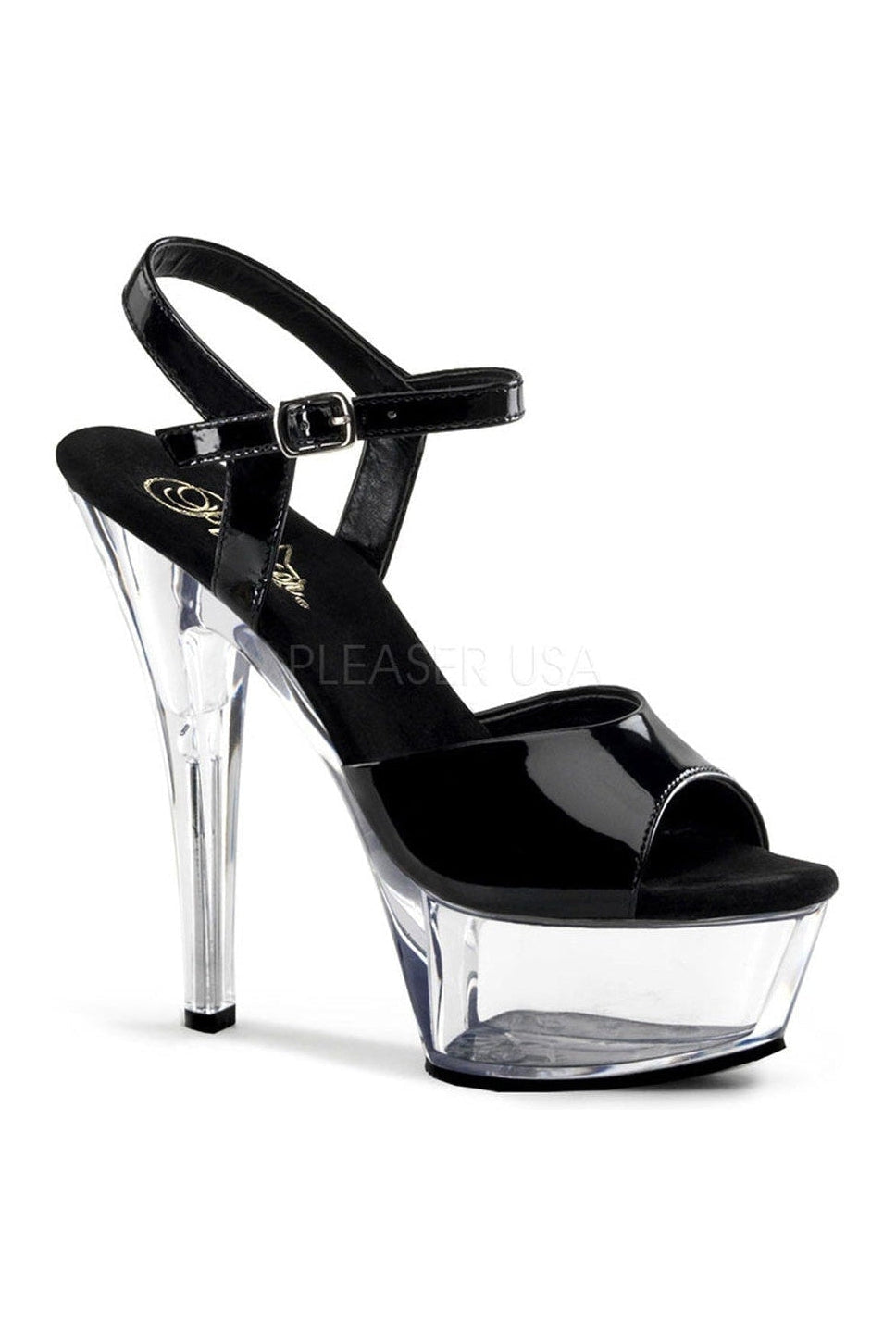 Pleaser KISS-209 Platform Sandal in Black Patent from SexyShoes.com