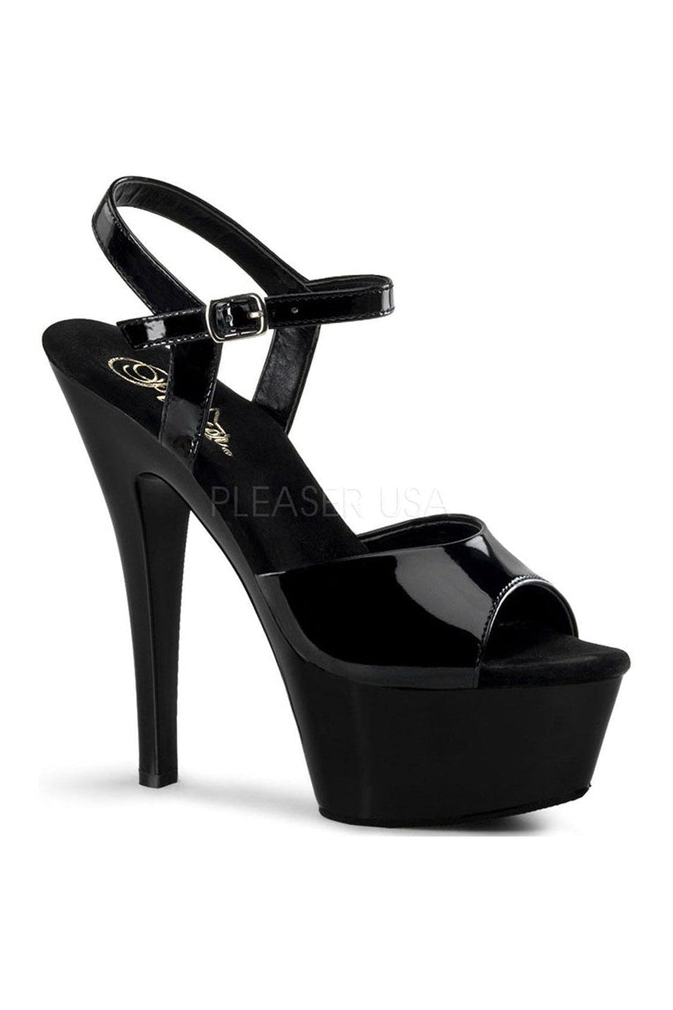 Pleaser KISS-209 Platform Sandal in Black Patent from SexyShoes.com