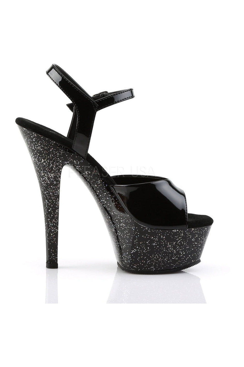 KISS-209MG Platform Sandal | Black Patent-Pleaser-Sandals-SEXYSHOES.COM
