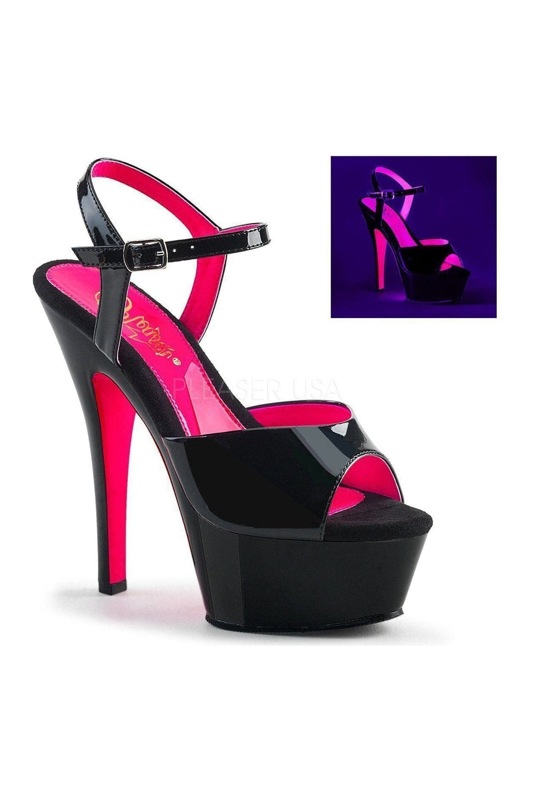 Pleaser KISS-209TT Platform Sandal in Black Patent from SexyShoes.com