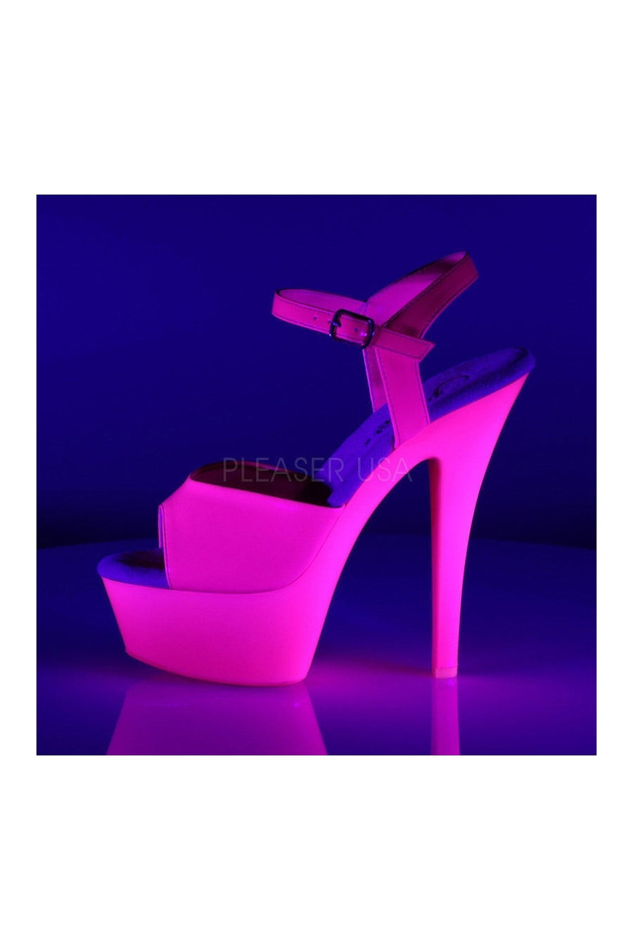 Pleaser KISS-209UV Platform Sandal in Fuchsia Patent