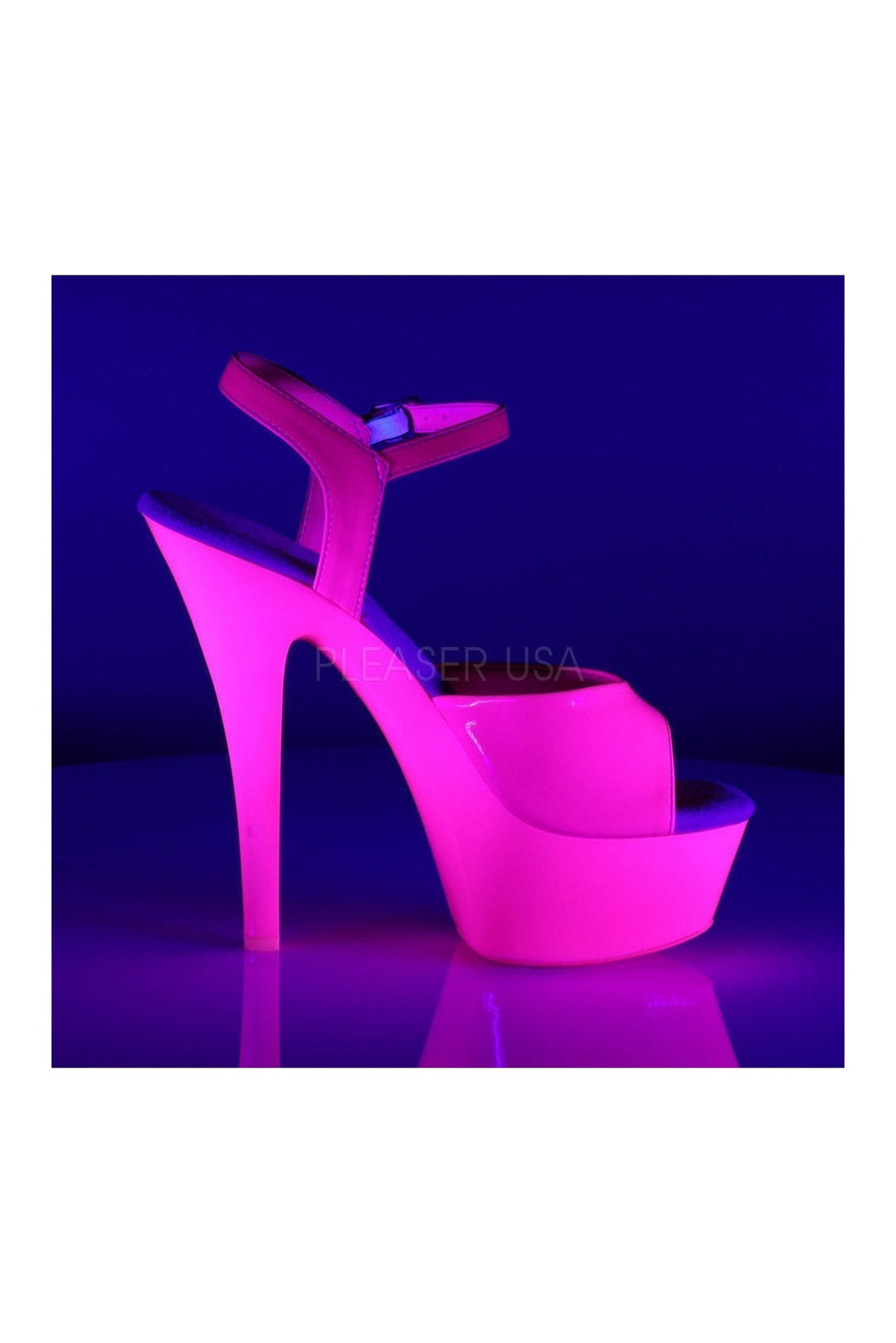 Pleaser KISS-209UV Platform Sandal in Fuchsia Patent