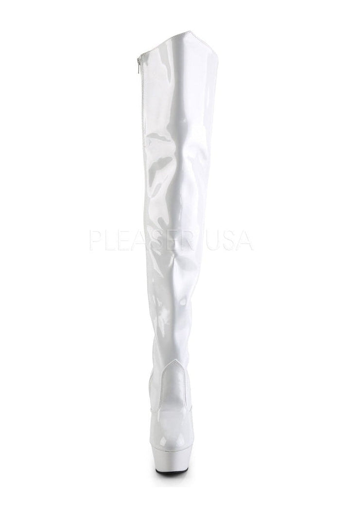 Pleaser KISS-3010 Platform Boot in White Patent