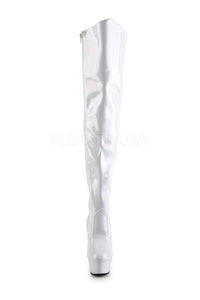 Pleaser KISS-3010 Platform Boot in White Patent