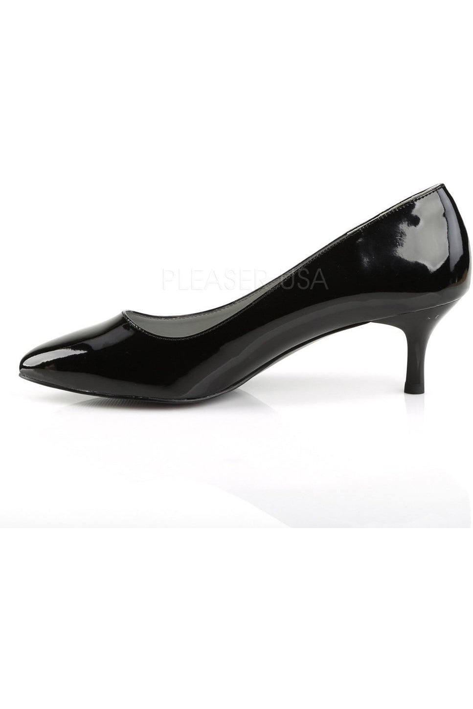 Pleaser Pink Label KITTEN-01 Pump in Black Patent