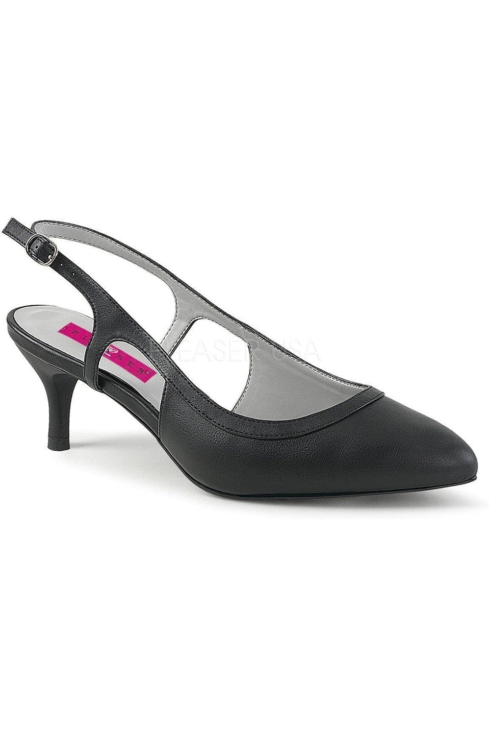 Pleaser Pink Label KITTEN-02 Pump in Black Faux Leather from SexyShoes.com