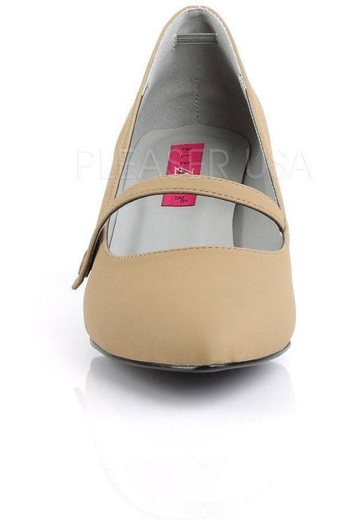 KITTEN-03 Pump | Taupe Faux Leather-Pleaser Pink Label-Mary Janes-SEXYSHOES.COM