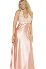 Lace And Charmeuse Halter Neck Gown