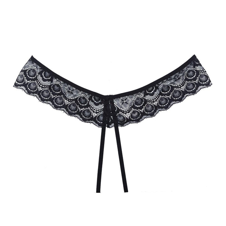 Lace Crotchless Thong-Panties-Adore Lingerie-Black-O/S-SEXYSHOES.COM