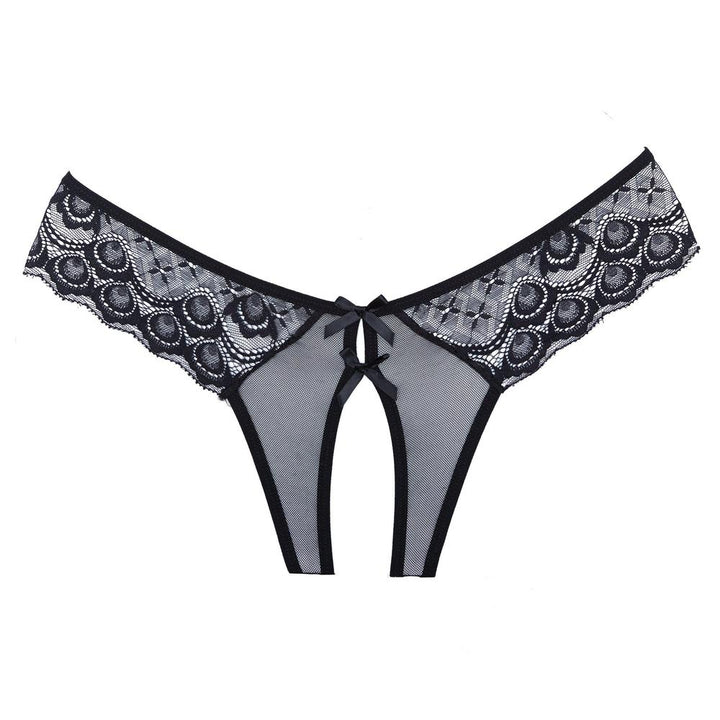 Lace Crotchless Thong-Panties-Adore Lingerie-Black-O/S-SEXYSHOES.COM