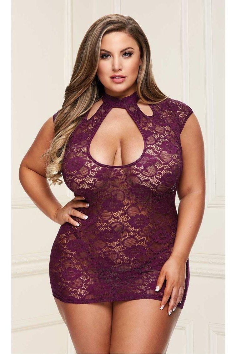 Lace Keyhole Mini Dress | Plus Size-Baci Lingerie-SEXYSHOES.COM
