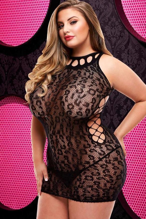 Lace Mini Dress | Plus Size-Lapdance Lingerie-SEXYSHOES.COM