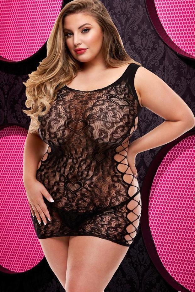 Lace Mini Dress | Plus Size-Lapdance Lingerie-SEXYSHOES.COM