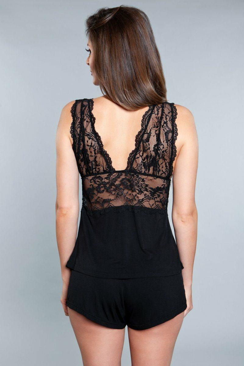 BeWicked Lace Top Sleepwear Set in Black 