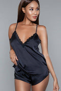 Lace Trim Cami and Short Set