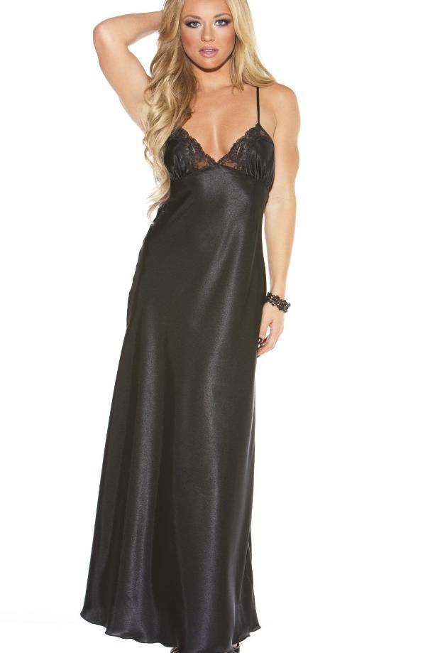 Lace Trimmed Long Evening Gown-Shirley Of Hollywood-SEXYSHOES.COM