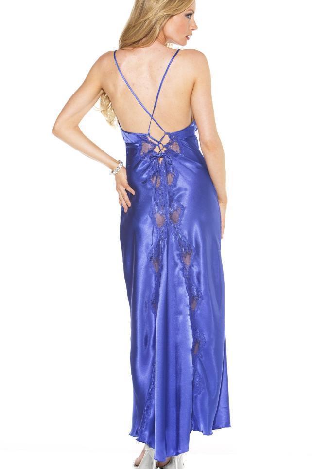 Lace Trimmed Long Evening Gown-Shirley Of Hollywood-SEXYSHOES.COM