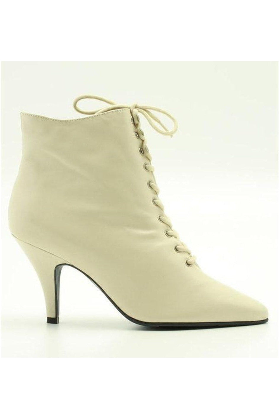 Lace Up Boot - Winter White Leather-Sexyshoes Brand-White-Ankle Boots-SEXYSHOES.COM