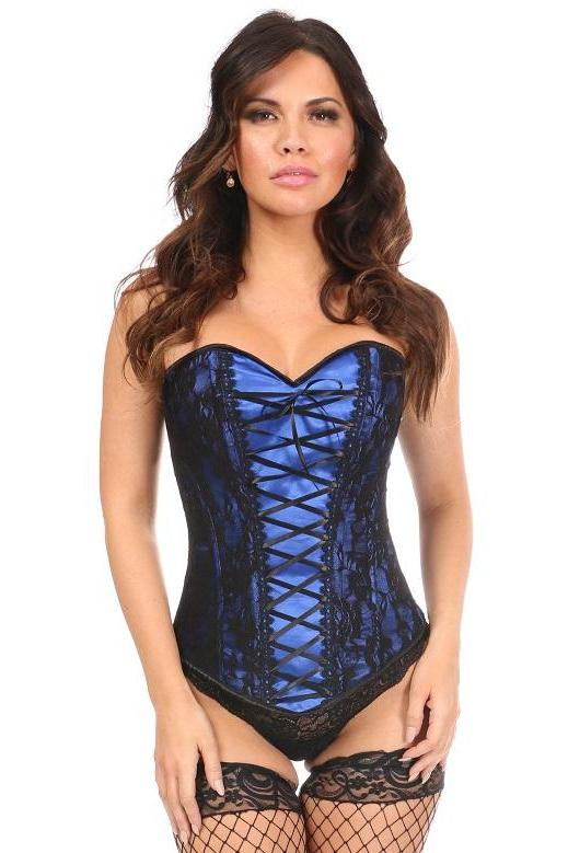 Lace-Up Overbust Corset with Black Lace-Overbust Corsets-Daisy Corsets-SEXYSHOES.COM