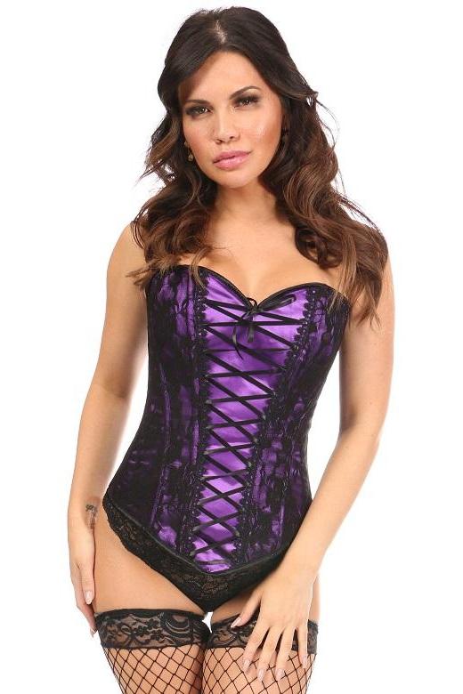 Lace-Up Overbust Corset with Black Lace-Overbust Corsets-Daisy Corsets-SEXYSHOES.COM