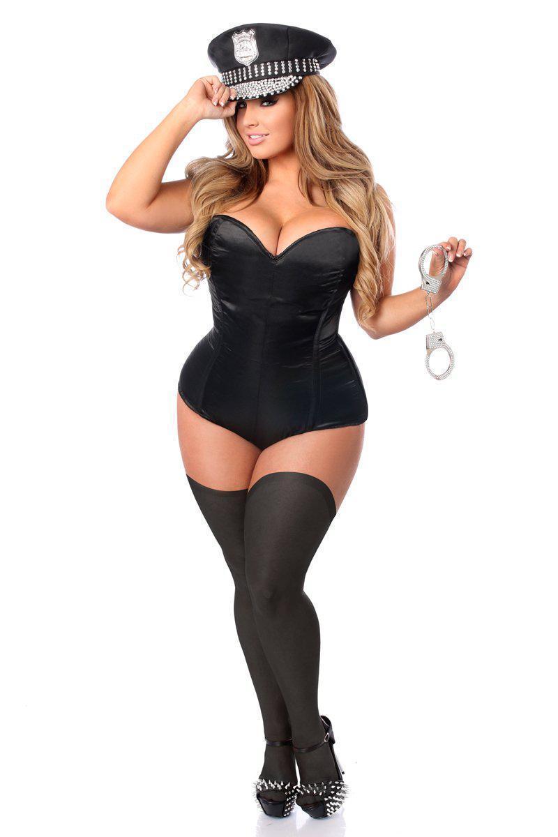 Daisy Corsets Lavish 3 PC Rhinestone Cop Costume in Black 