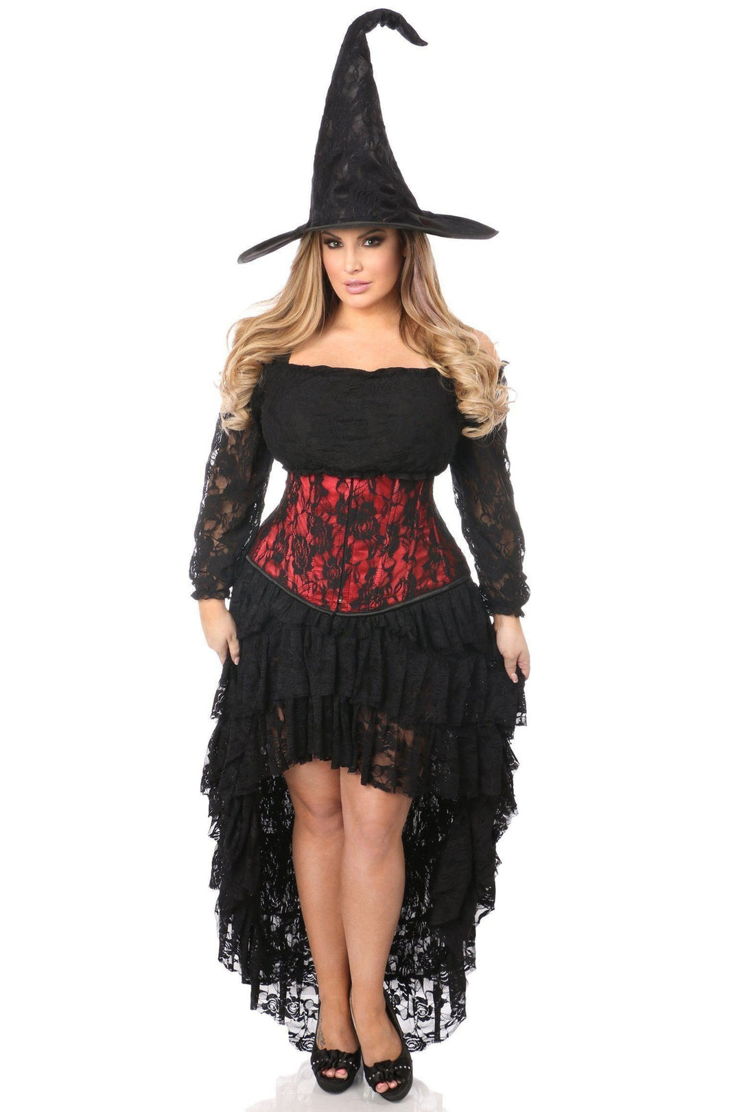 Daisy Corsets Lavish 4 Piece Lace Witch Corset Costume in Black  from SexyShoes.com