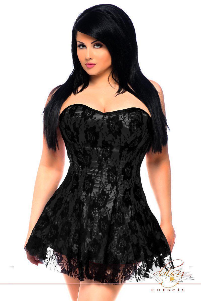 Lavish Black Lace Corset Dress-Daisy Corsets-SEXYSHOES.COM