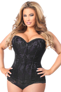 Daisy Corsets Lavish Black Lace Front Zipper Corset in Black 