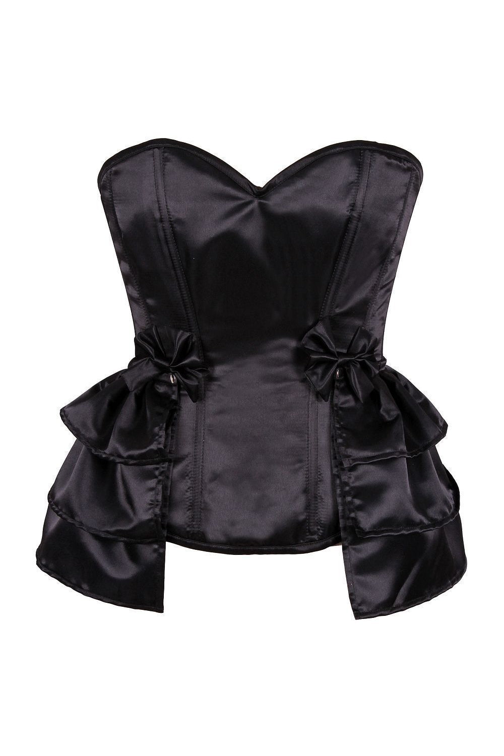 Lavish Black Satin Corset with Removable Snap on Skirt-Daisy Corsets-SEXYSHOES.COM
