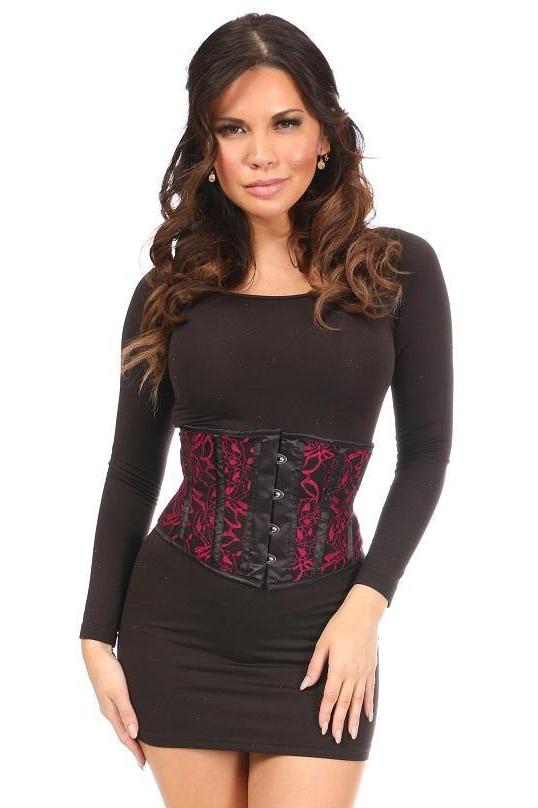 Lavish Black Satin Underbust Corset-Underbust Corsets-Daisy Corsets-SEXYSHOES.COM