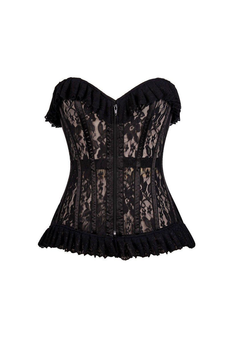Daisy Corsets Lavish Black Sheer Lace Corset in Black 